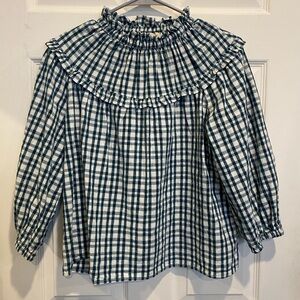 Cottagecore Checkered Ruffle Blouse